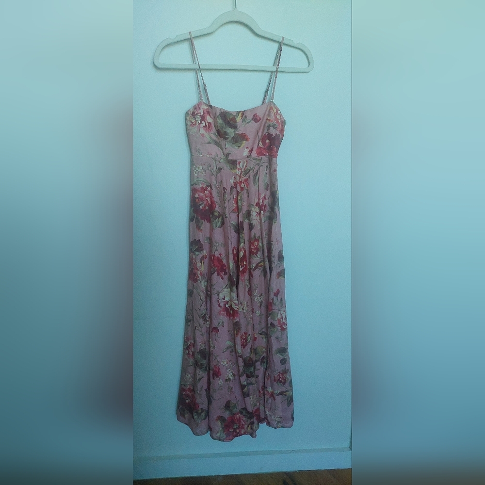 Pink Floral Linen Zimmerman Maxi Dress Size 0